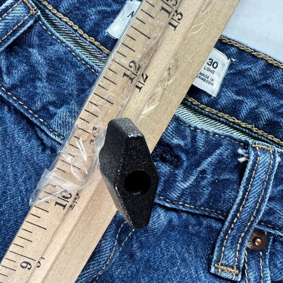 Abercrombie Fitch Jeans Womens 31x28* High Rise Loose Blue Raw Hem Denim Tag 30L - Picture 15 of 16